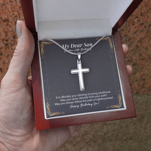 Never Dwindle From Your Path stainless steel cross luxury led box hand holding