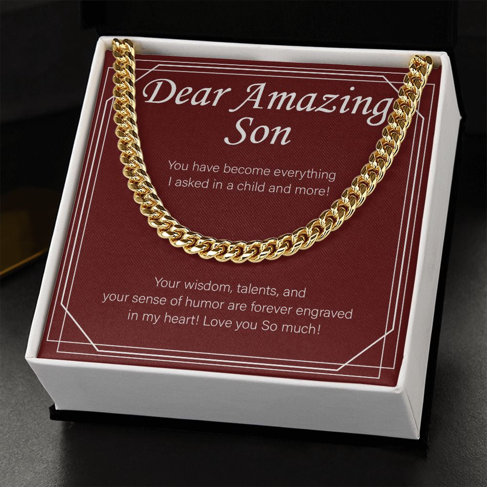 Everything I Asked In A Child cuban link chain gold standard box