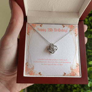 Enchanting Ways love knot necklace luxury led box hand holding