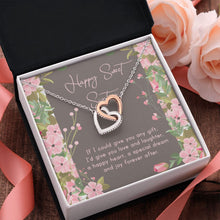Load image into Gallery viewer, Joy Forever After interlocking heart pendant pink flower
