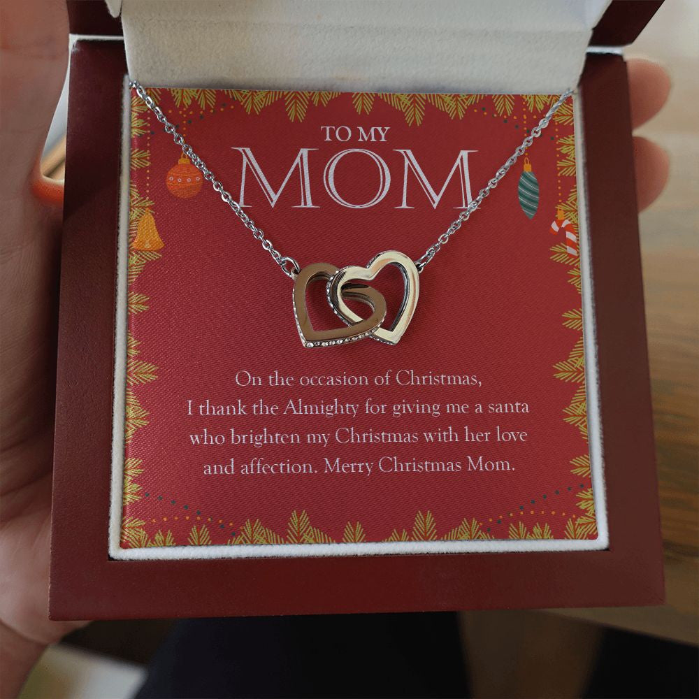 A Santa Who Brightens My Day interlocking heart necklace luxury led box hand holding