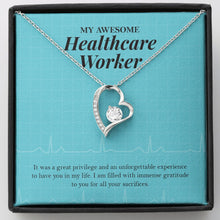 Load image into Gallery viewer, Grateful For Your Sacrifices forever love silver necklace front
