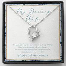 Load image into Gallery viewer, Falling In Love Everyday forever love silver necklace front
