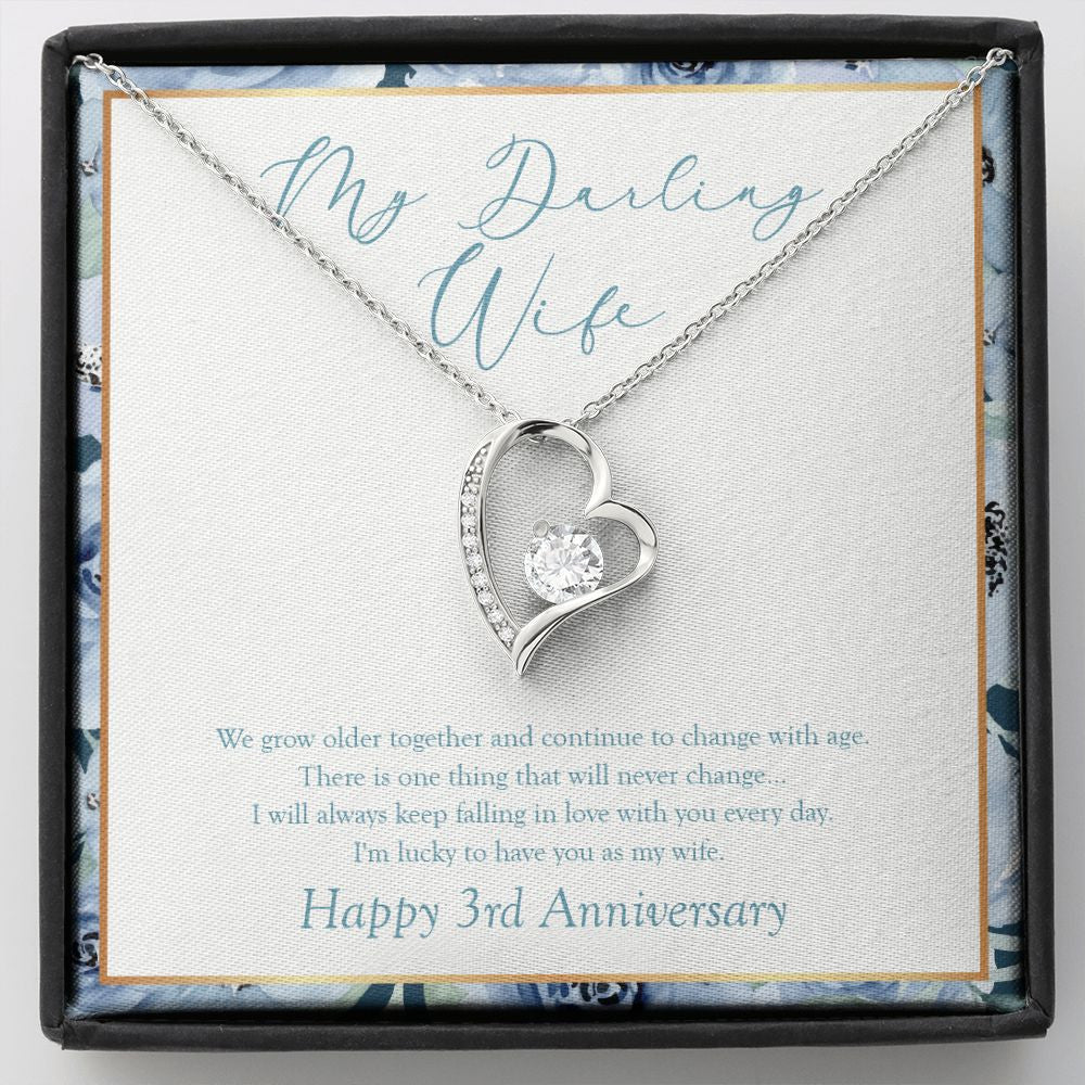 Falling In Love Everyday forever love silver necklace front