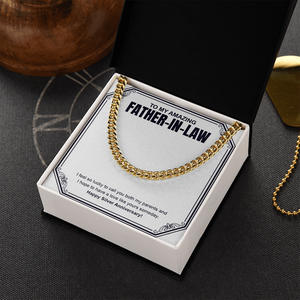 I Feel So Lucky cuban link chain gold box side view
