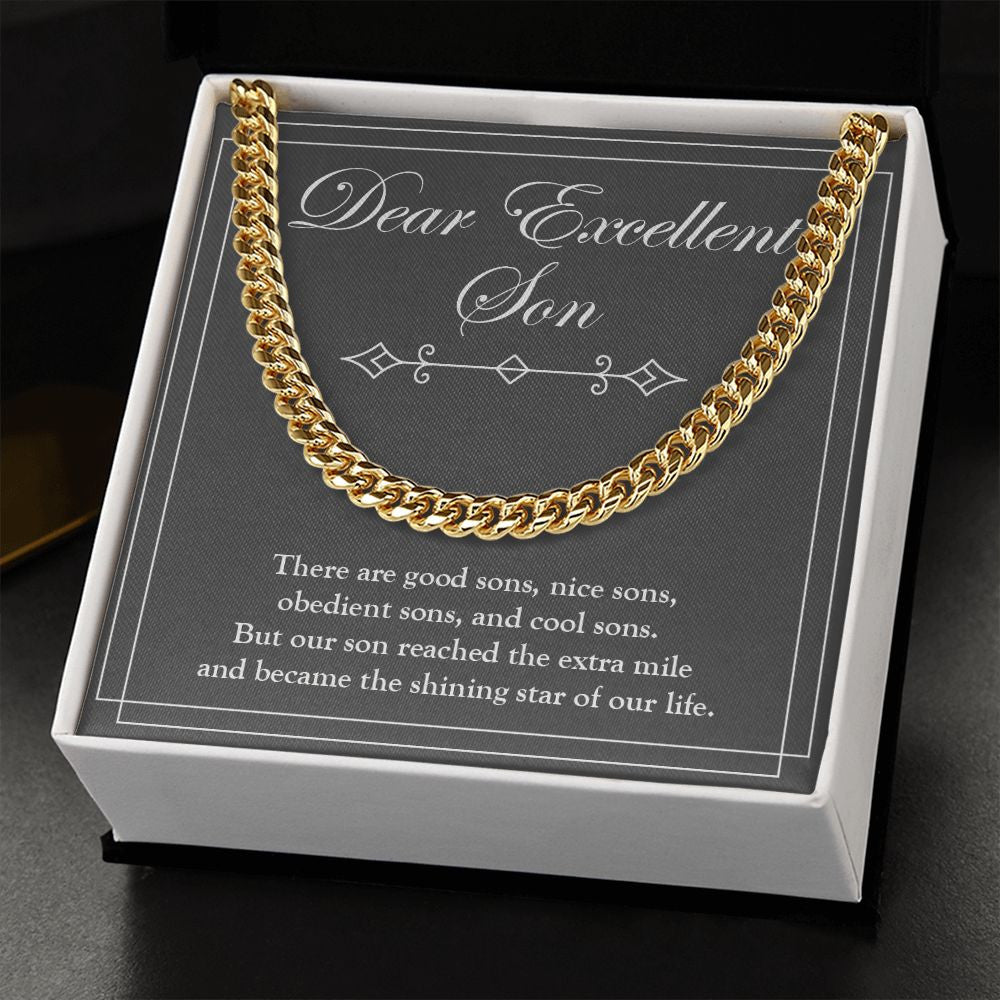 Shining Star Of Our Life cuban link chain gold standard box