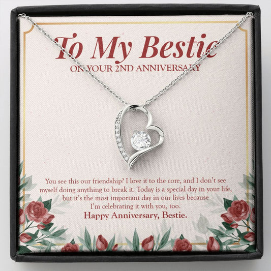 Love To The Core forever love silver necklace front