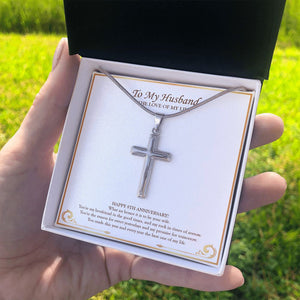 My Rock In Times Of Sorrow stainless steel cross standard box on hand