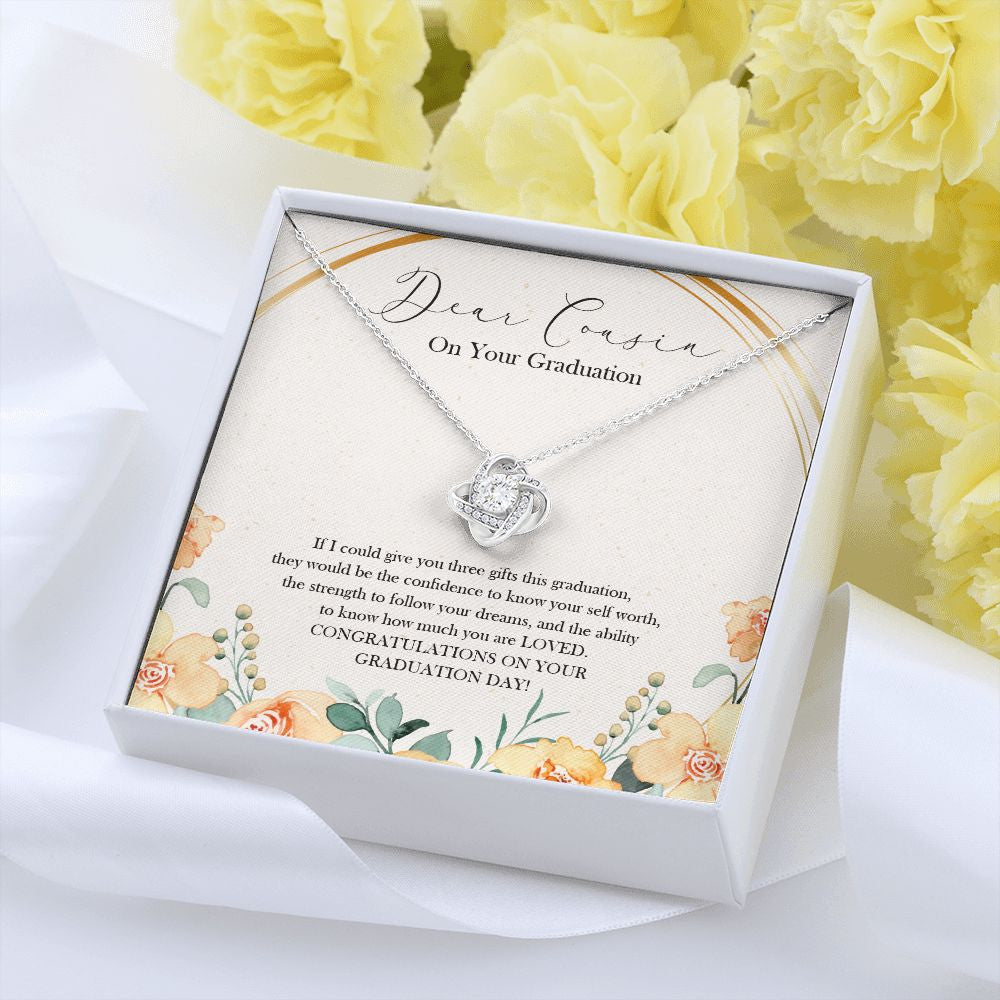 Give You Three Gifts love knot pendant yellow flower