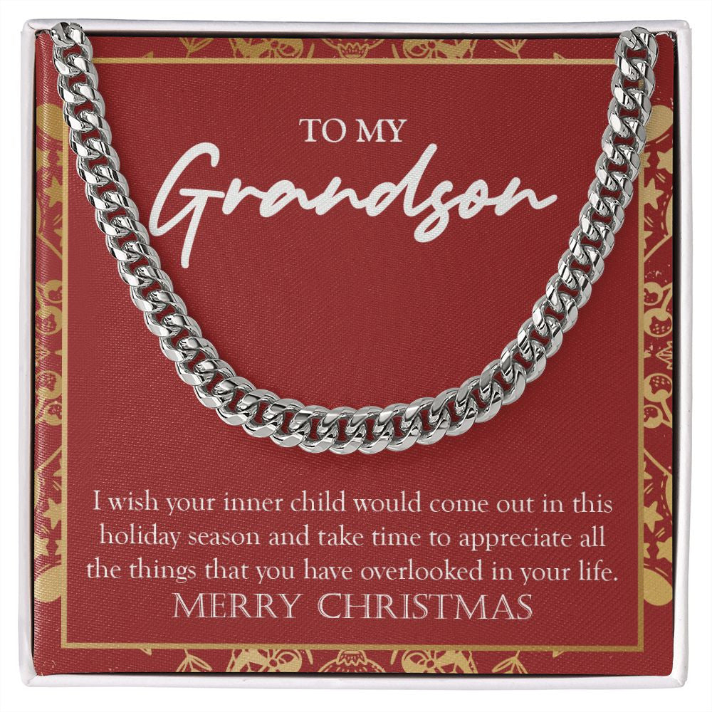Inner Child Would Come Out cuban link chain silver front