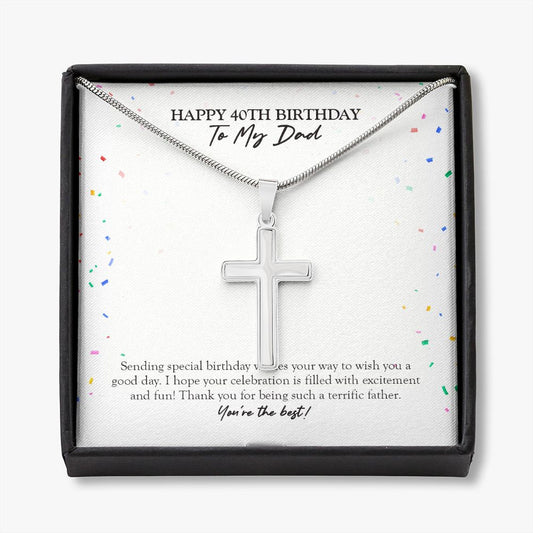 Excitement And Fun stainless steel cross necklace front