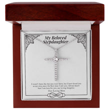 Load image into Gallery viewer, Loved You As My Own cz cross necklace premium led mahogany wood box
