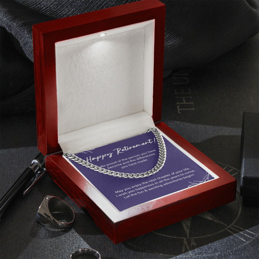Next Chapter Of Your Life cuban link chain silver premium led mahogany wood box