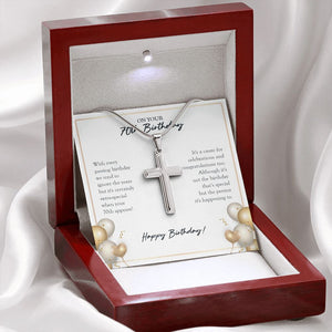 Certainly Extra-Special stainless steel cross premium led mahogany wood box