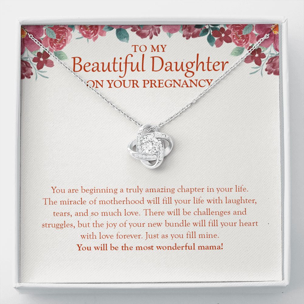The Miracle Of Motherhood love knot necklace front