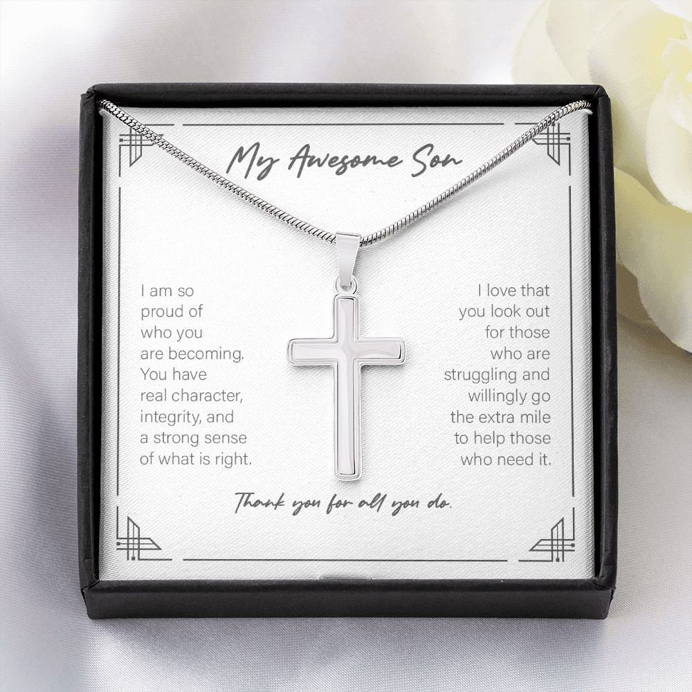 Proud Of Who You Are stainless steel cross yellow flower