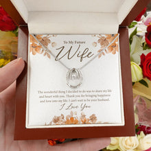 Load image into Gallery viewer, Share my Life and Heart horseshoe necklace luxury led box hand holding
