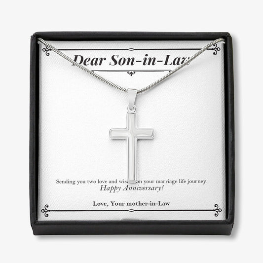 Marriage Life Journey stainless steel cross necklace front