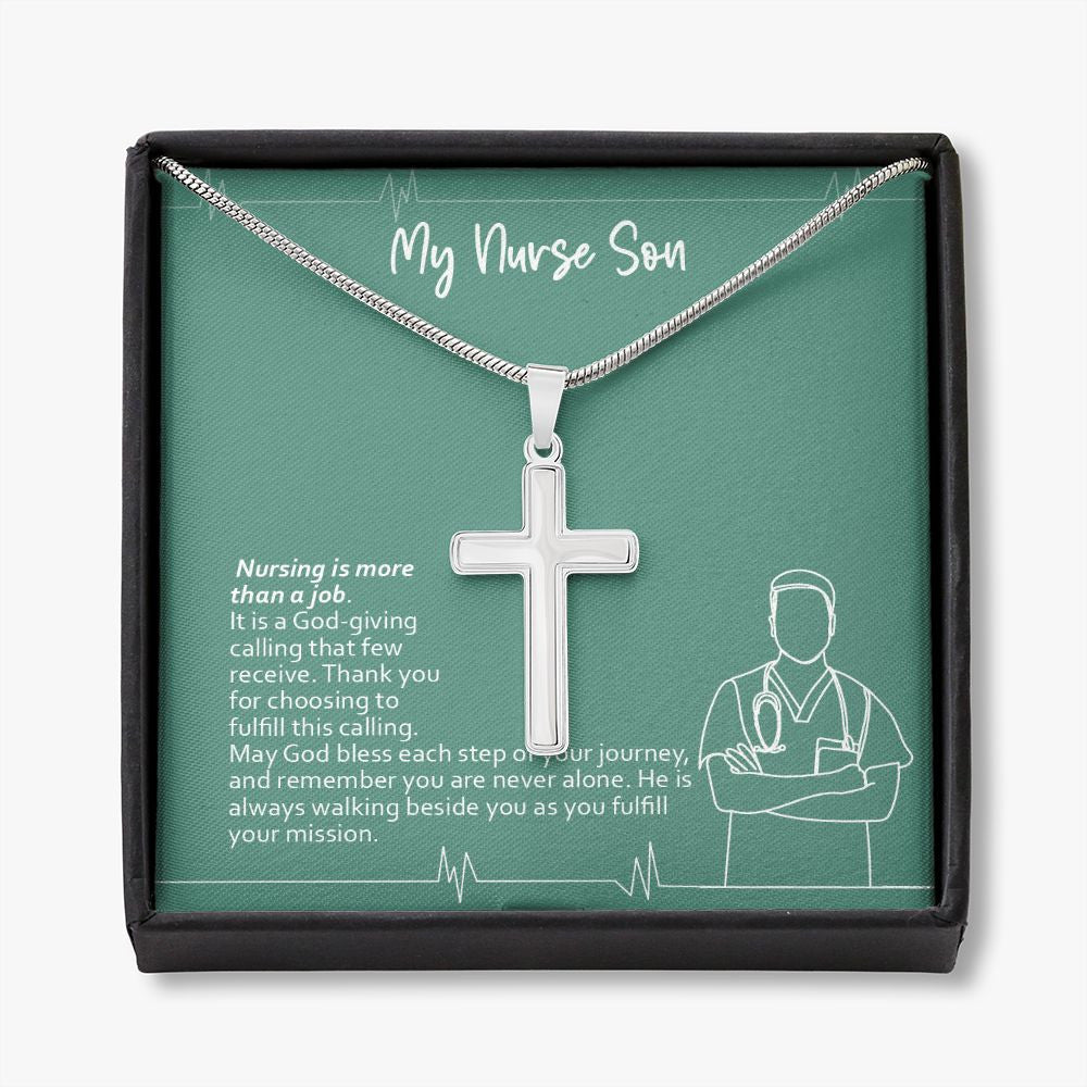 God-giving Calling stainless steel cross necklace front