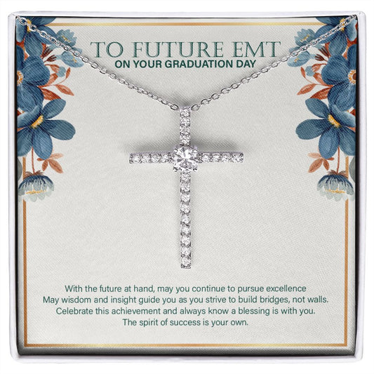 With the Future At Hand cz cross necklace front