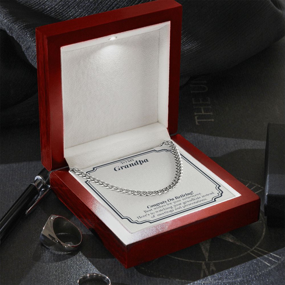 Instead Of Meetings And Presentations cuban link chain silver premium led mahogany wood box