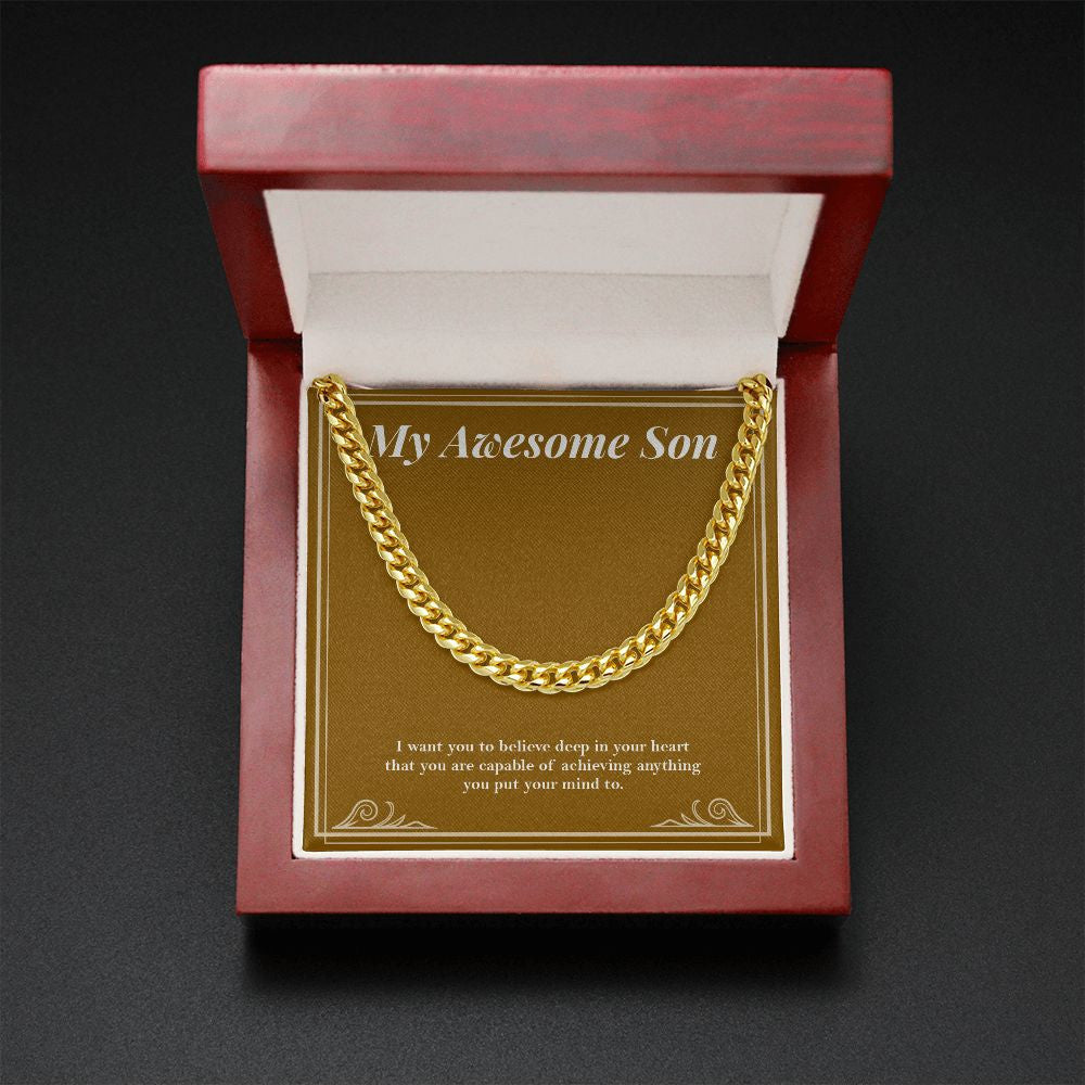 Deep In His Heart cuban link chain gold mahogany box led