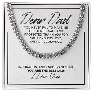 Feel Loved Safe cuban link chain silver front