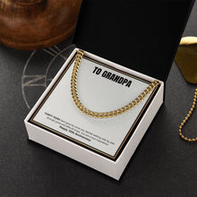 Load image into Gallery viewer, Good And Bad Times Together cuban link chain gold box side view
