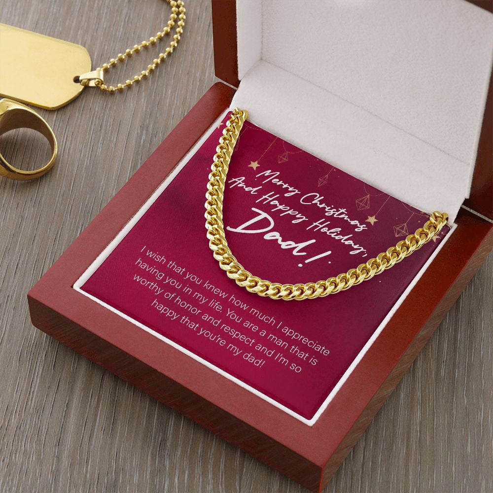 Man Worthy Of Honor And Respect cuban link chain gold luxury led box