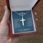 The Part Of Me I'll Always Need stainless steel cross luxury led box hand holding