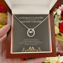 Load image into Gallery viewer, Big Dreams For The Future horseshoe necklace luxury led box hand holding
