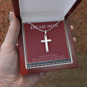 Care And Respect stainless steel cross luxury led box hand holding