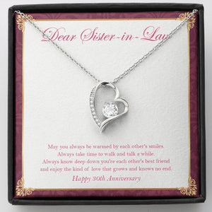 Each Other's Warm Smiles forever love silver necklace front