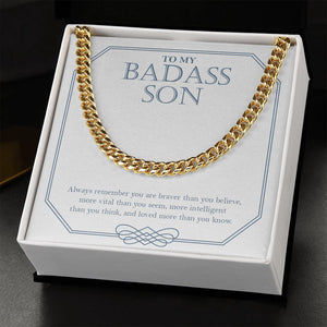 Loved More Than You Know cuban link chain gold standard box