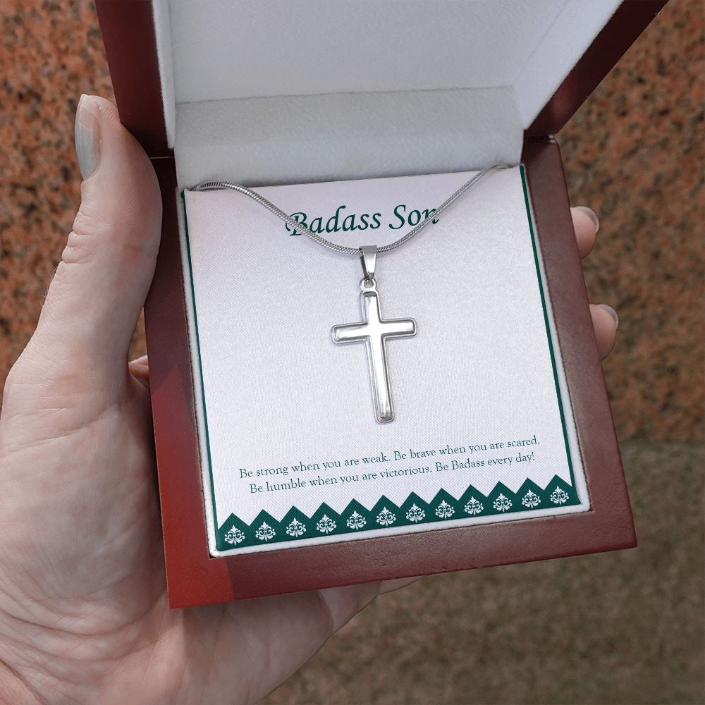 Be Brave When Scared stainless steel cross luxury led box hand holding