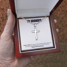 Load image into Gallery viewer, Years Have Gone By stainless steel cross luxury led box hand holding
