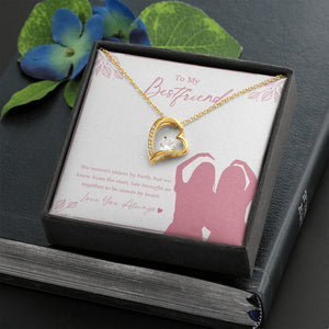 Fate brought together forever love gold necklace front