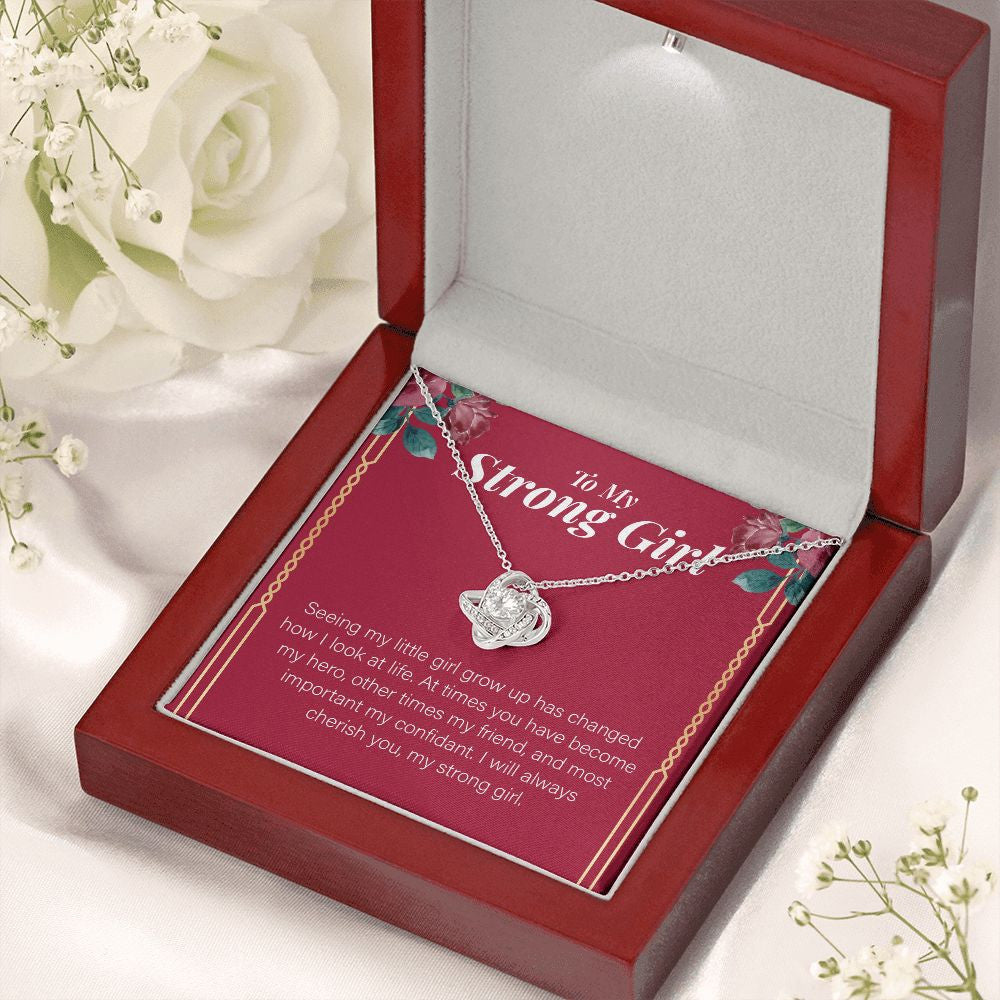 Always Cherish You love knot necklace premium led mahogany wood box