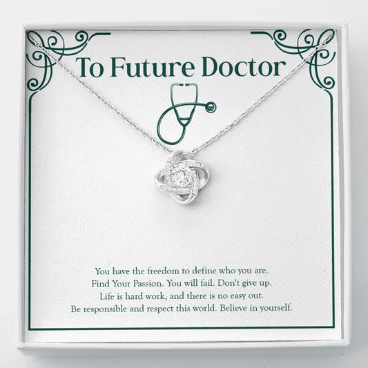 Believe In Yourself love knot necklace front