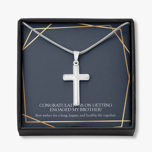 Healthy Life Together stainless steel cross necklace front