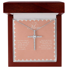 Load image into Gallery viewer, No One Can Replace cz cross necklace premium led mahogany wood box
