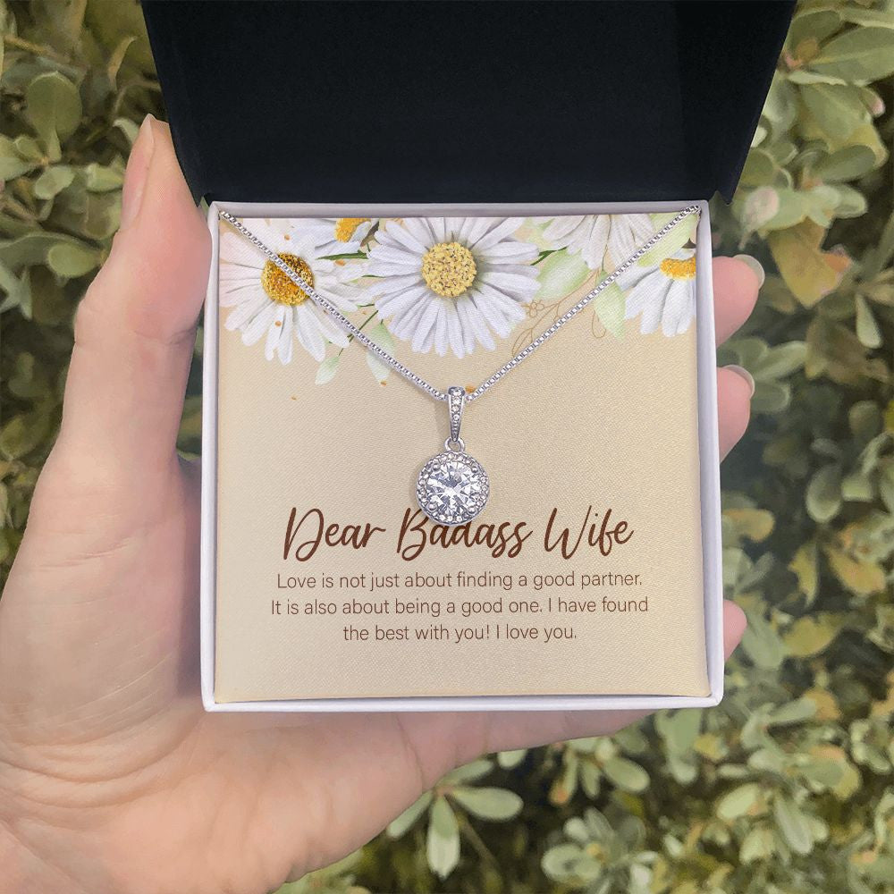 Being a Good Partner eternal hope necklace in hand