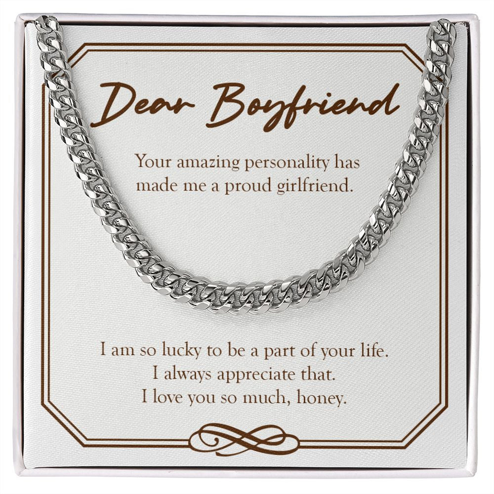 Your Amazing Personality cuban link chain silver front