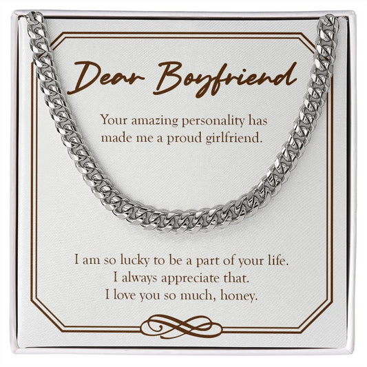 Your Amazing Personality cuban link chain silver front