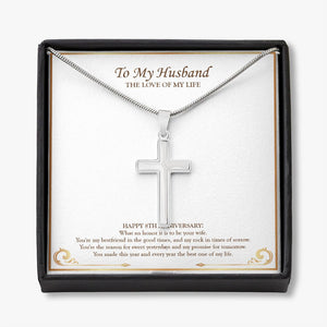 My Rock In Times Of Sorrow stainless steel cross necklace front