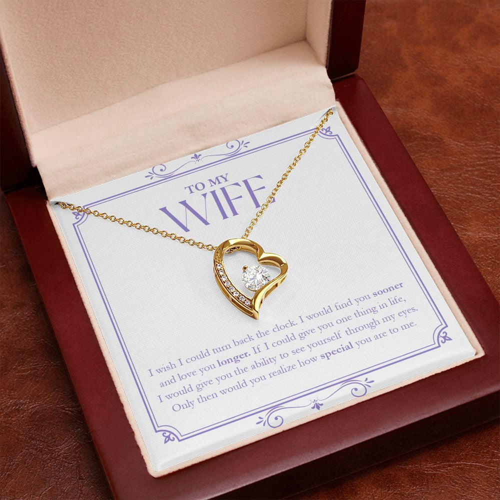 Turn Back the Clock forever love gold pendant premium led mahogany wood box