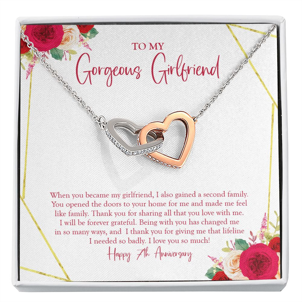 Made Me Feel Like Family interlocking heart necklace front