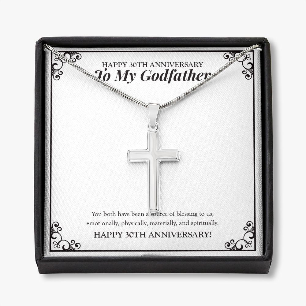 Source Of Blessing To Us stainless steel cross necklace front