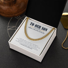 Load image into Gallery viewer, Great Things In Life cuban link chain gold box side view
