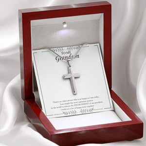 No Other Person stainless steel cross premium led mahogany wood box